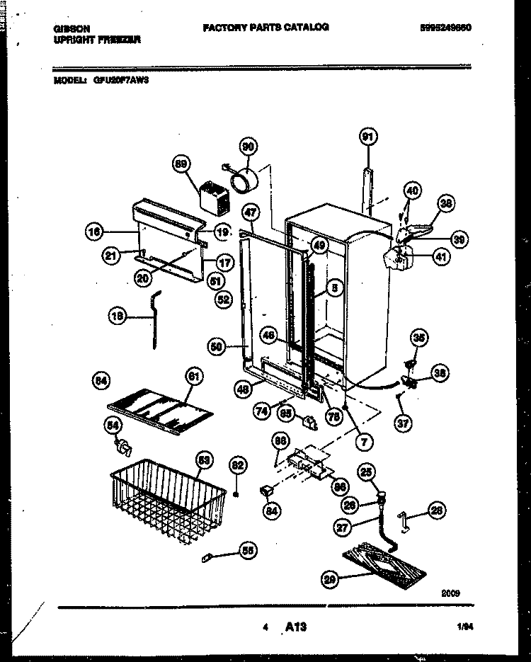 CABINET PARTS Diagram and Parts List for GFU20F7AW3  Gibson Freezer