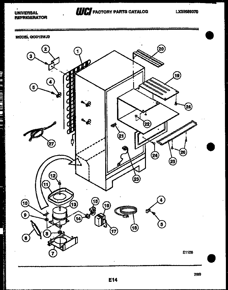 SYSTEM AND AUTOMATIC DEFROST PARTS Diagram and Parts List for GCD12WJF0  Uni Refrigerator