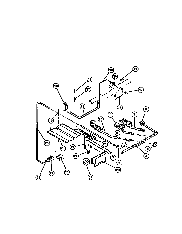 BURNERS, MANIFOLD, GAS CONTROL Diagram and Parts List for 36-3272-66-09  Tappan Range