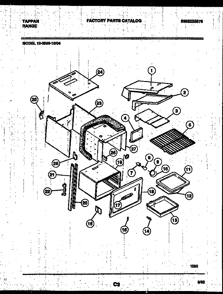 BODY PARTS Diagram and Parts List for 12-3699-00-04  Tappan Wall Oven