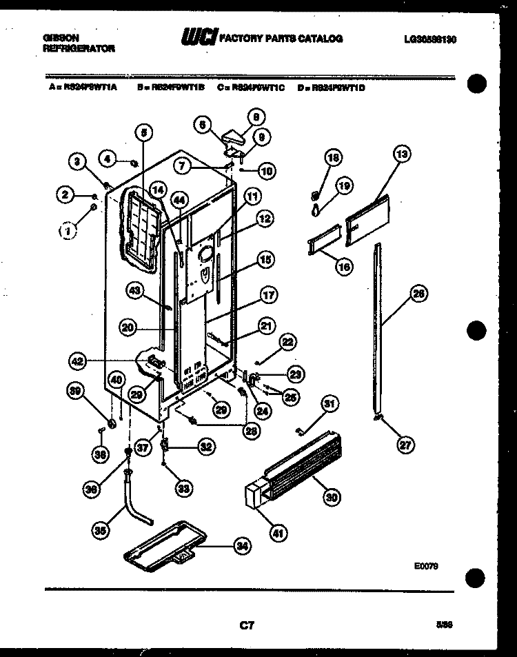 CABINET PARTS Diagram and Parts List for RS24F9WT1A  Gibson Refrigerator