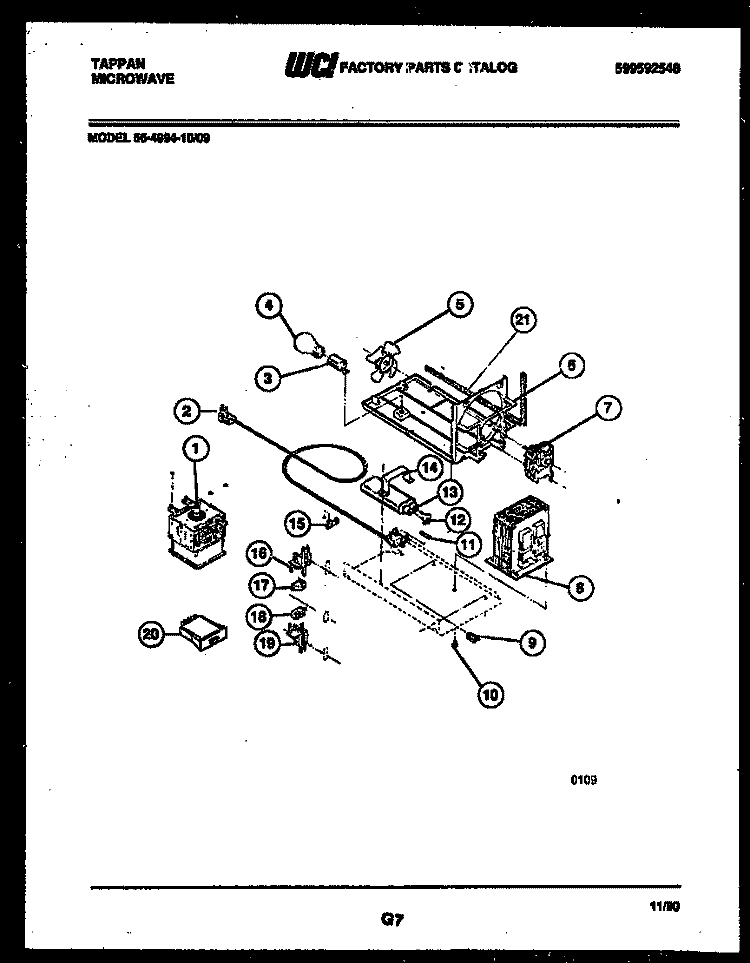 POWER CONTROL Diagram and Parts List for 56-4994-10-09  Tappan Microwave