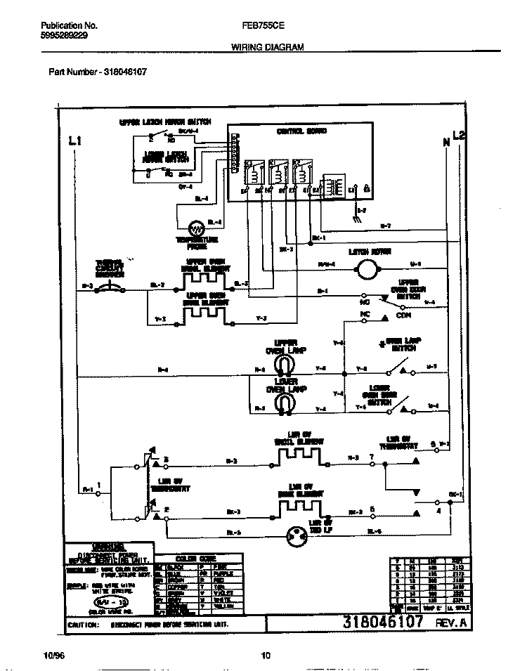 WIRING DIAGRAM Diagram and Parts List for FEB755CESB  Frigidaire Wall Oven