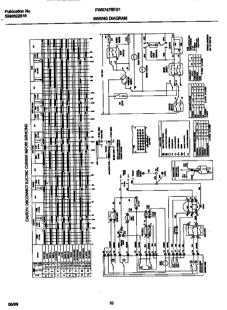 131823100 WIRING DIAGRAM Diagram and Parts List for FWS747RFS1  Frigidaire Washer