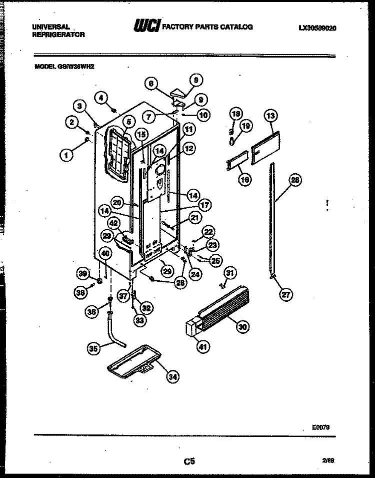 CABINET PARTS Diagram and Parts List for GSIW36WHW2  Frigidaire Refrigerator