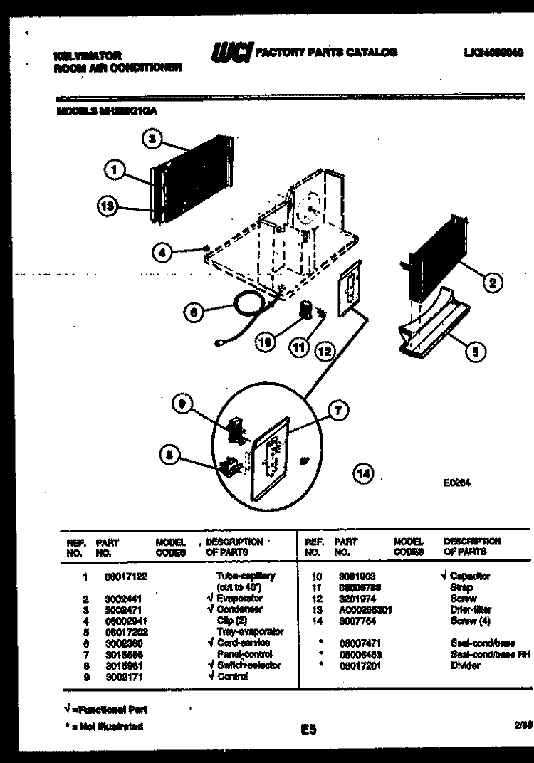 ELECTRICAL PARTS Diagram and Parts List for MH205G1QA  Kelvinator Air Conditioner