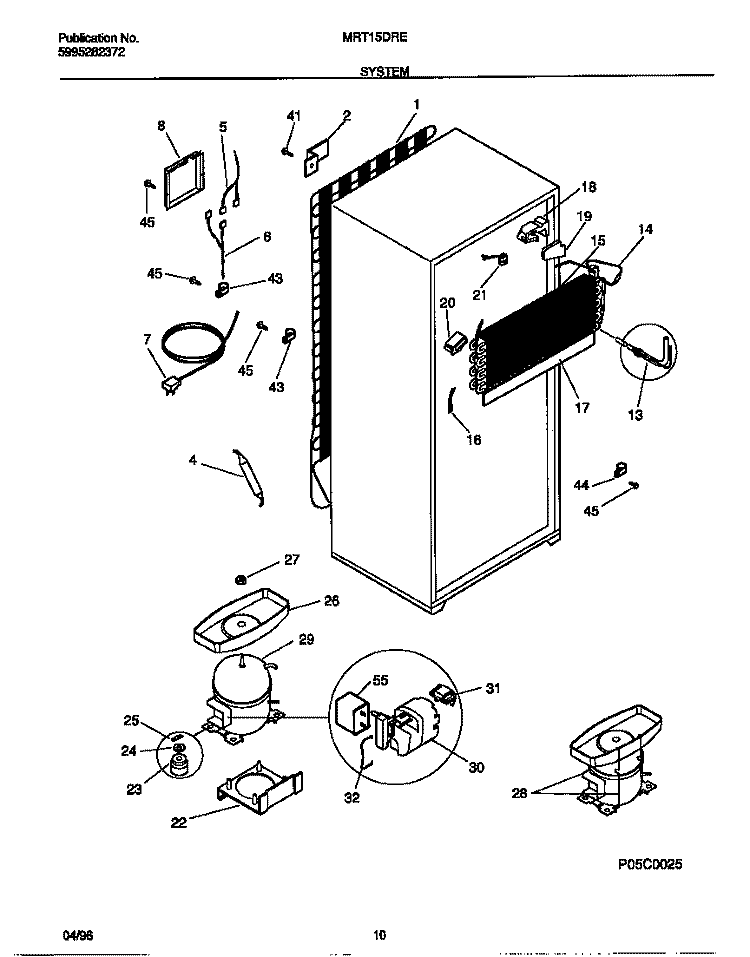SYSTEM Diagram and Parts List for MRT15DRED0  Frigidaire Refrigerator