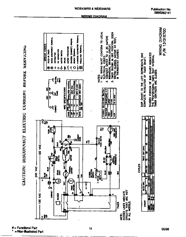 WIRING DIAGRAM Diagram and Parts List for WDE436RBW2  Frigidaire Dryer