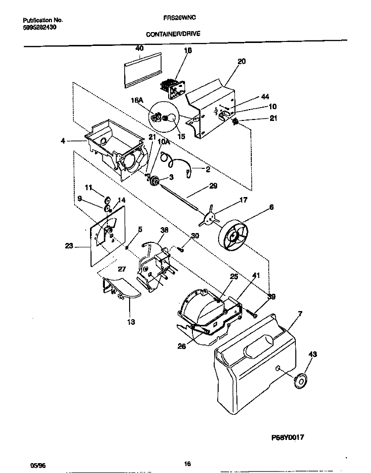 CONTAINER / DRIVE Diagram and Parts List for FRS26WNCW1  Frigidaire Refrigerator