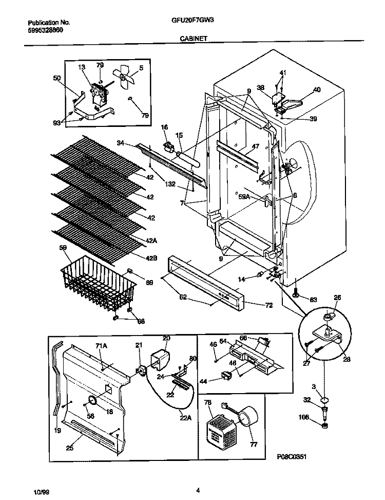 CABINET Diagram and Parts List for GFU20F7GW3  Gibson Freezer
