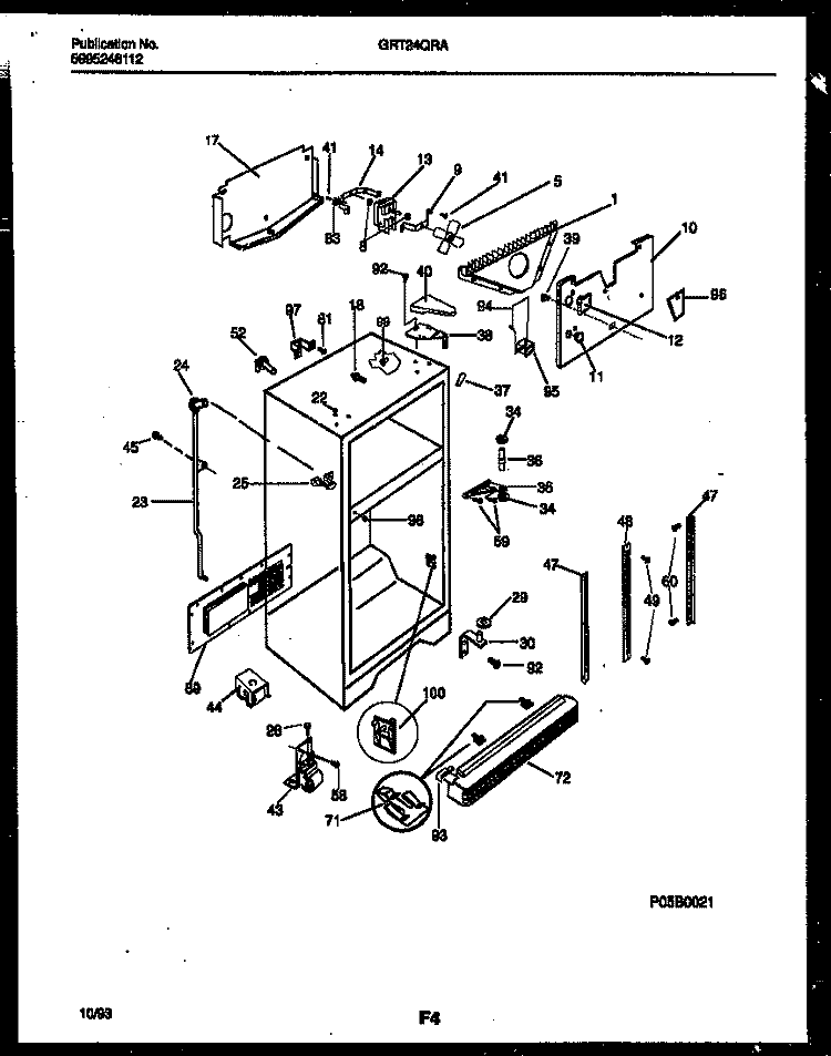 CABINET PARTS Diagram and Parts List for GRT24QRAD0  Gibson Refrigerator