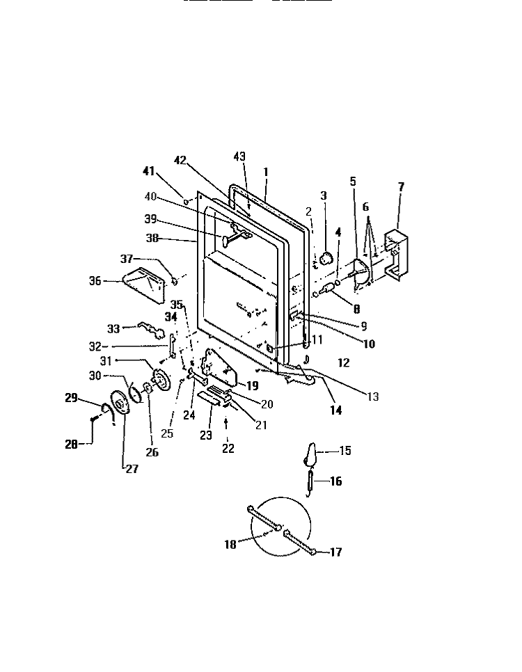 DOOR - DISPENSER & INNER PANELS Diagram and Parts List for DWU4005W2  Kelvinator Dishwasher