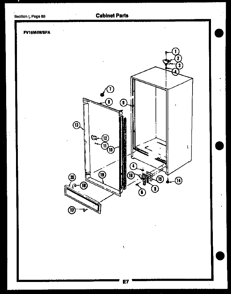 CABINET PARTS Diagram and Parts List for FV10M2WSFA  Frigidaire Freezer