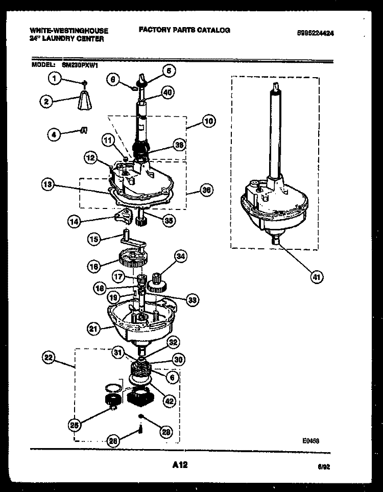 TRANSMISSION PARTS Diagram and Parts List for SM230PXD1  Frigidaire Washer