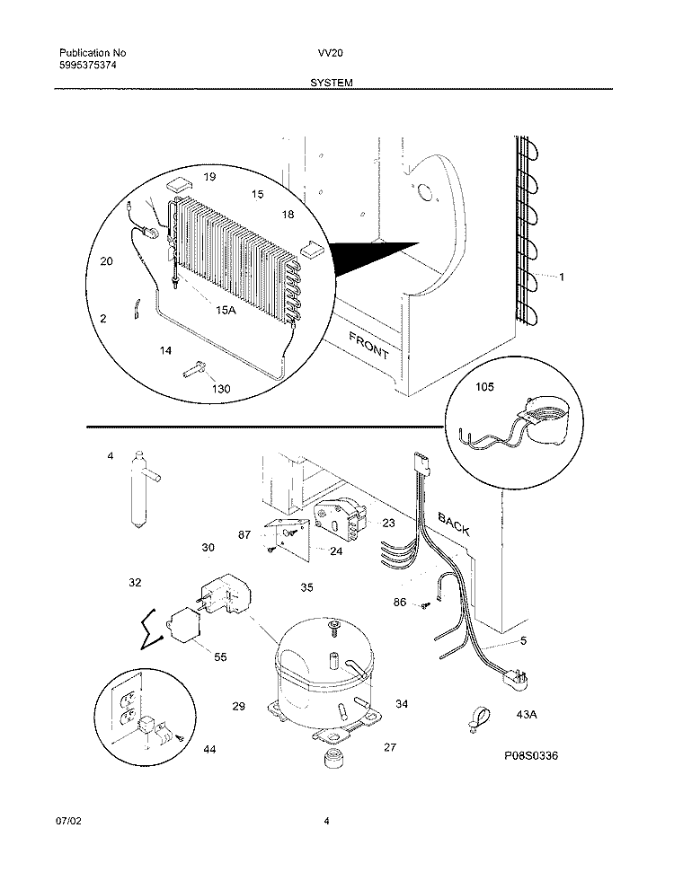 SYSTEM Diagram and Parts List for VV2015  Frigidaire Freezer