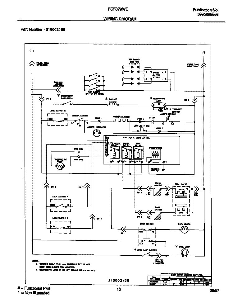 WIRING DIAGRAM Diagram and Parts List for FGF379WESG  Frigidaire Range