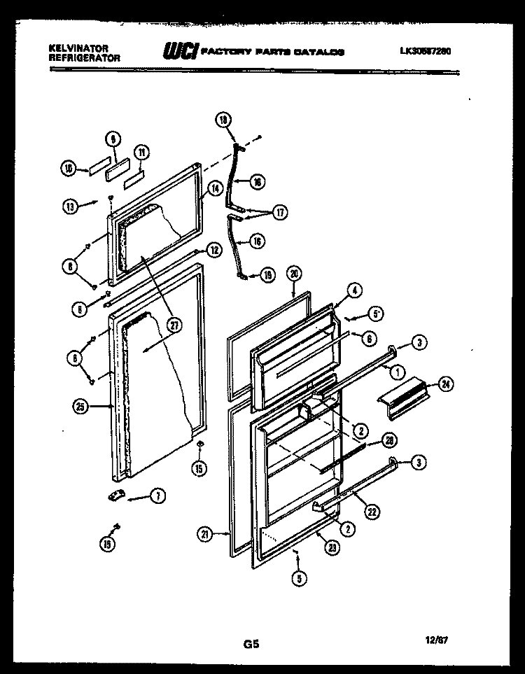 DOOR PARTS Diagram and Parts List for TSI180EN0W  Kelvinator Refrigerator