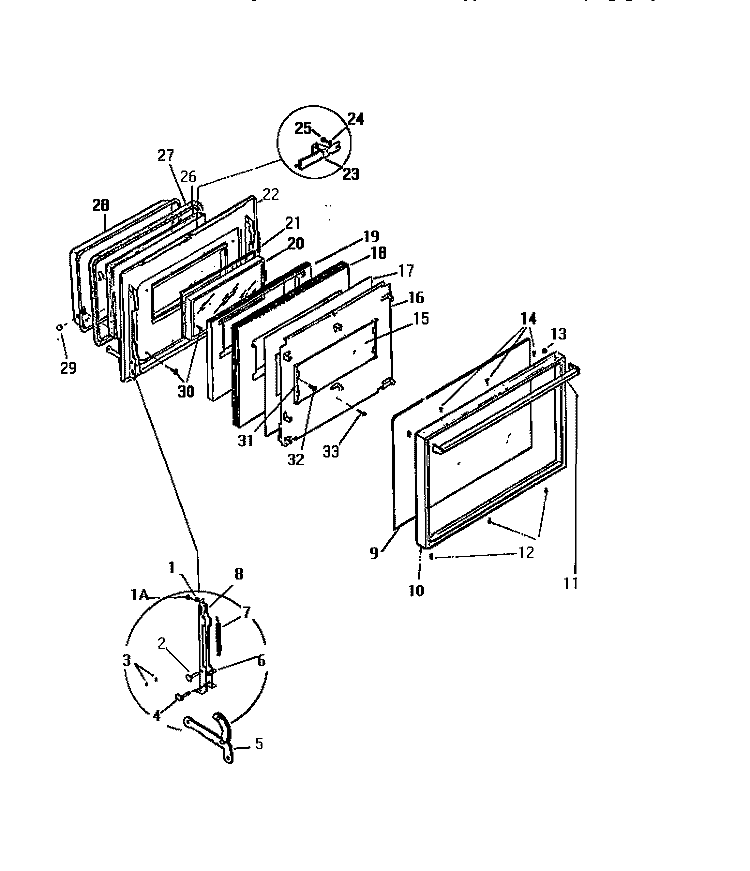 DOOR Diagram and Parts List for KS860GDK1  Frigidaire Range