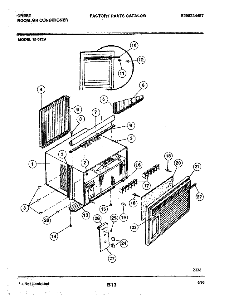 WRAPPER Diagram and Parts List for 15-072A  Frigidaire Air Conditioner