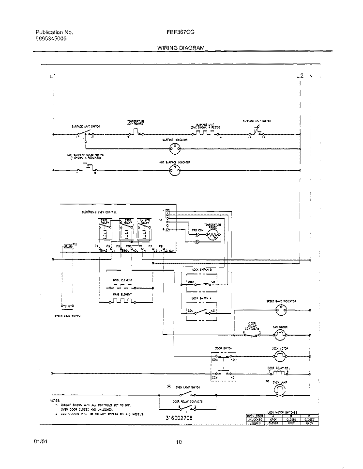 WIRING DIAGRAM Diagram and Parts List for FEF367CGSD  Frigidaire Range