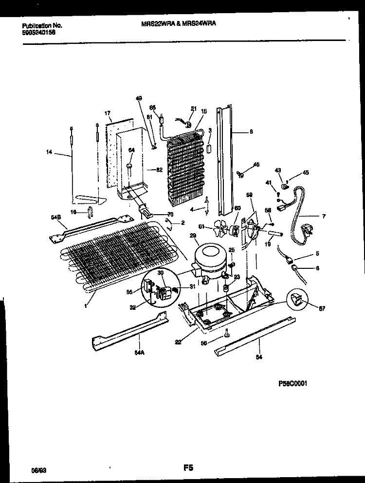 SYSTEM AND AUTOMATIC DEFROST PARTS Diagram and Parts List for MRS24WRADO  Frigidaire Refrigerator