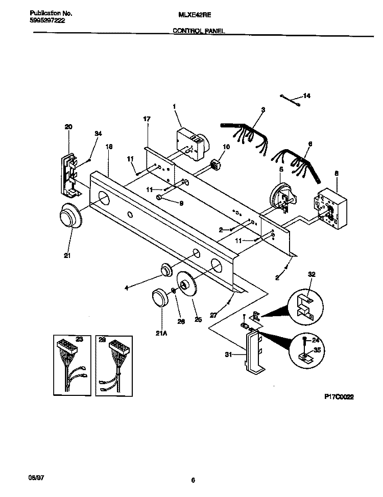 CONTROL PANEL Diagram and Parts List for MLXE42REW3  Frigidaire Washer Dryer Combo