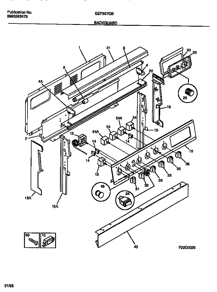 BACKGUARD Diagram and Parts List for GEF357CBSA  Gibson Range