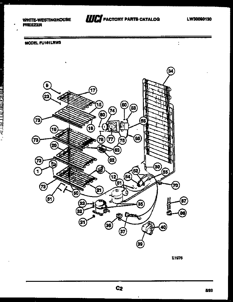 SYSTEM AND ELECTRICAL PARTS Diagram and Parts List for FU161LRW3  Frigidaire Freezer