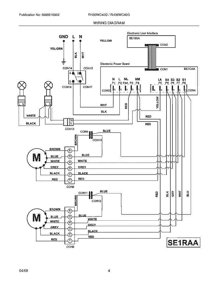 WIRING DIAGRAM Diagram and Parts List for RH30WC40GSA  Electrolux Range Hood