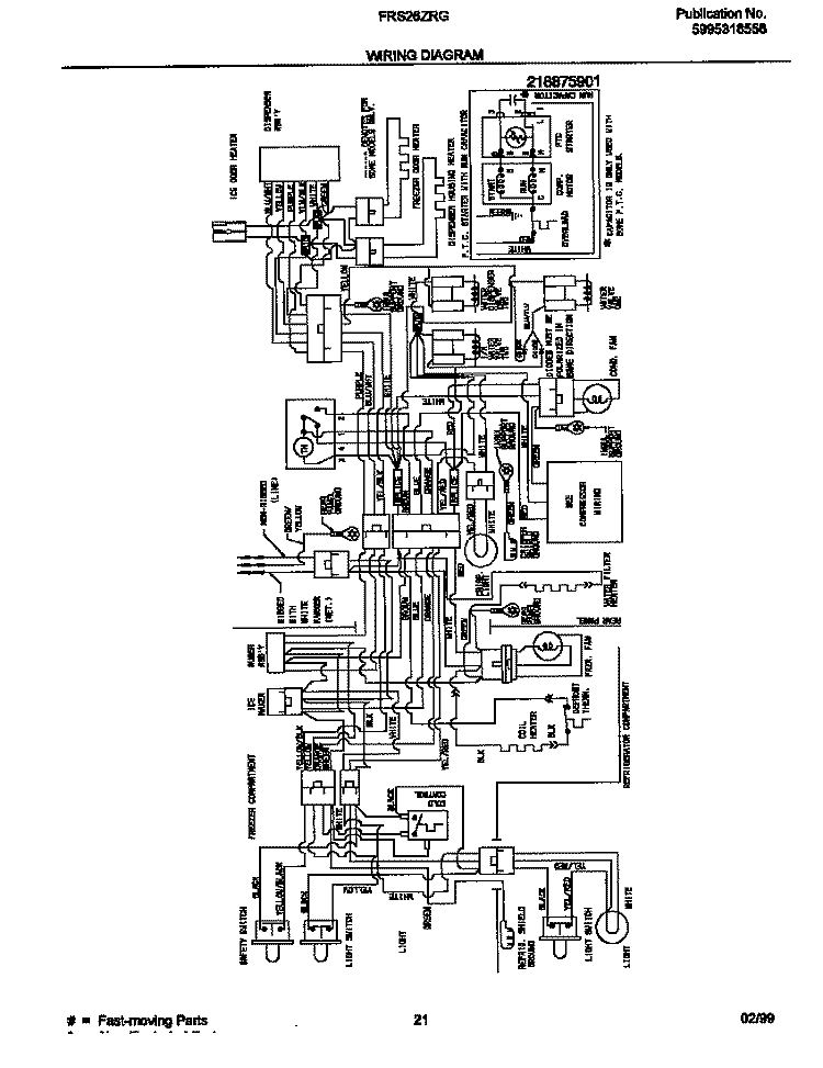 WIRING DIAGRAM Diagram and Parts List for FRS26ZRGW5  Frigidaire Refrigerator