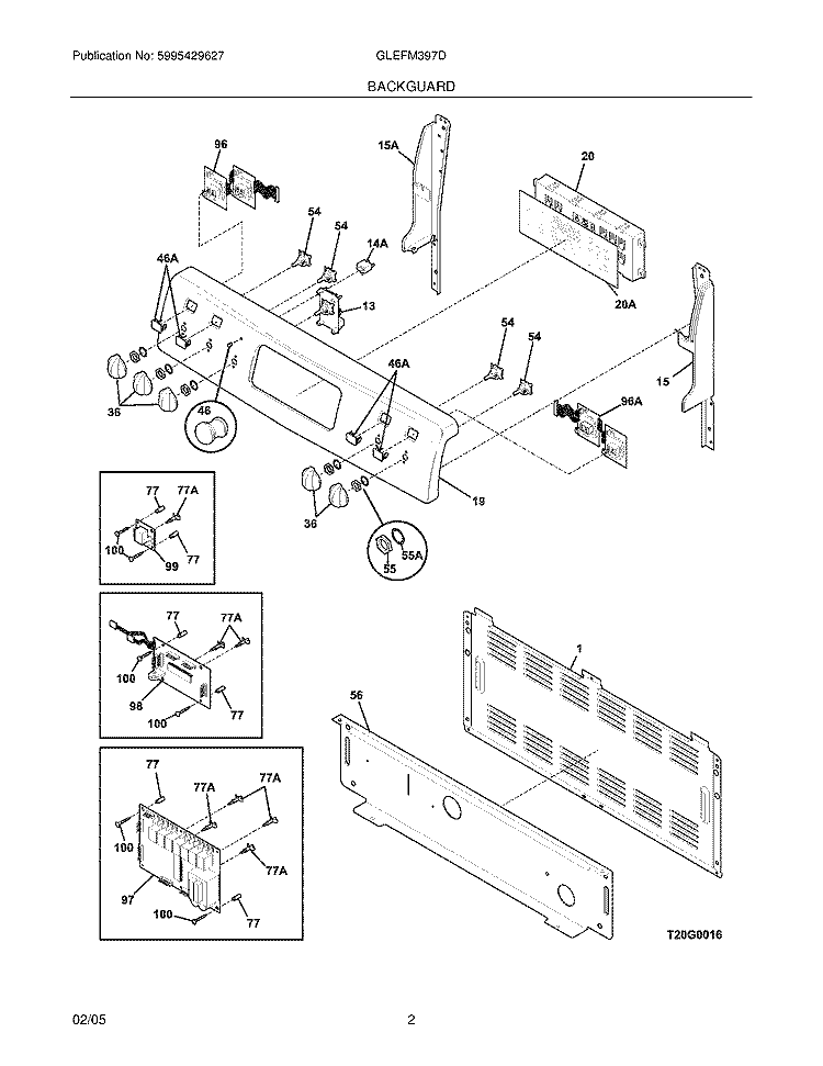 BACKGUARD Diagram and Parts List for GLEFM397DBB  Frigidaire Range
