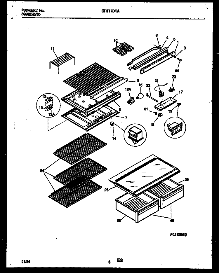 SHELVES AND SUPPORTS Diagram and Parts List for GRT17DHAD0  Gibson Refrigerator