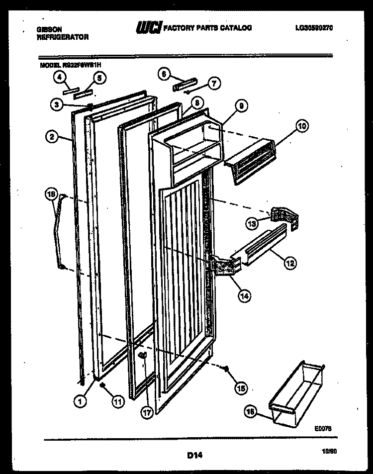 REFRIGERATOR DOOR PARTS Diagram and Parts List for RS22F9WS1H  Gibson Refrigerator