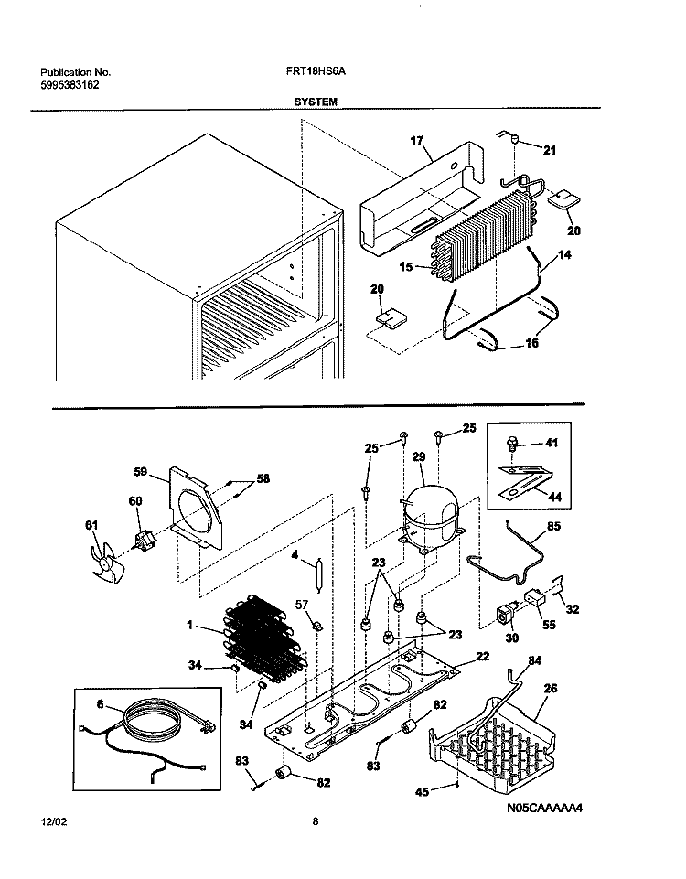SYSTEM Diagram and Parts List for FRT18HS6AW6  Frigidaire Refrigerator
