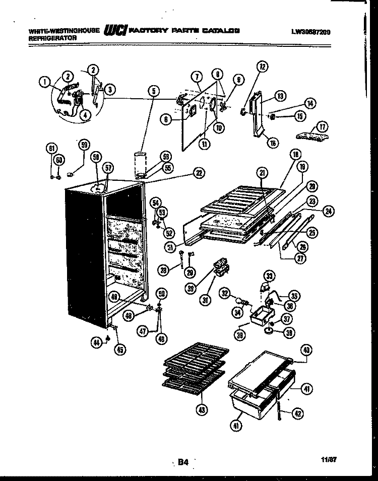 CABINET PARTS Diagram and Parts List for RT174ZCD1  Frigidaire Refrigerator