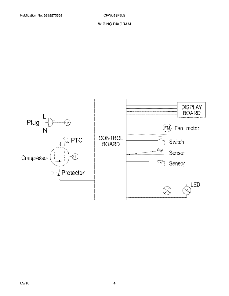 WIRING DIAGRAM Diagram and Parts List for CFWC38F6LS  Frigidaire Wine and Beverage Cooler