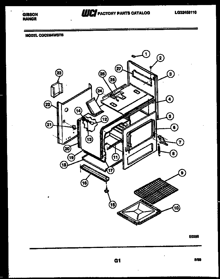 BODY PARTS Diagram and Parts List for CGC2M4WSTB  Gibson Range