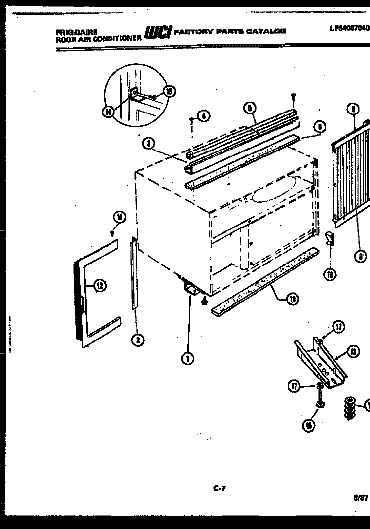 WINDOW MOUNTING PARTS Diagram and Parts List for A06LE3E1  Frigidaire Air Conditioner