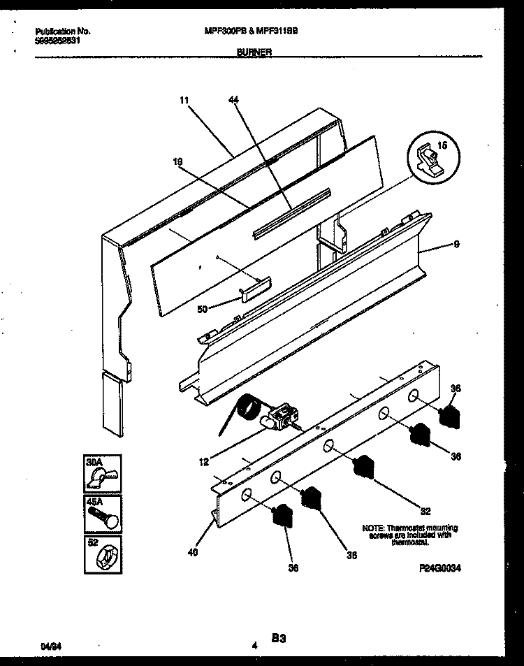 BURNER PARTS Diagram and Parts List for MPF300BPDA  Uni Range