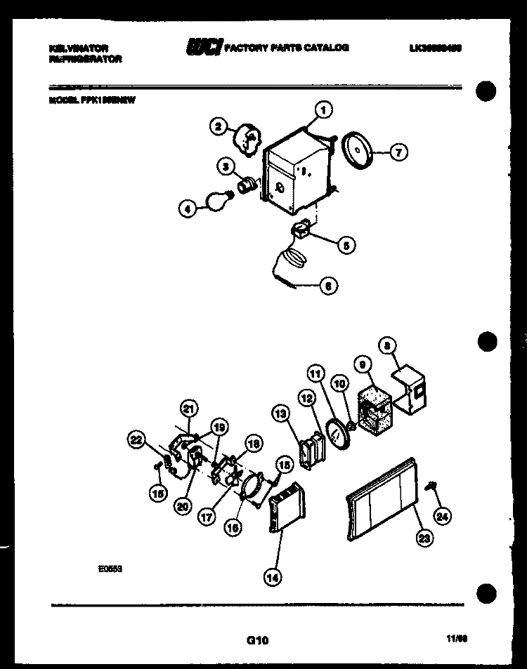 REFRIGERATOR CONTROL ASSEMBLY, DAMP Diagram and Parts List for FPK190EN2W  Kelvinator Refrigerator