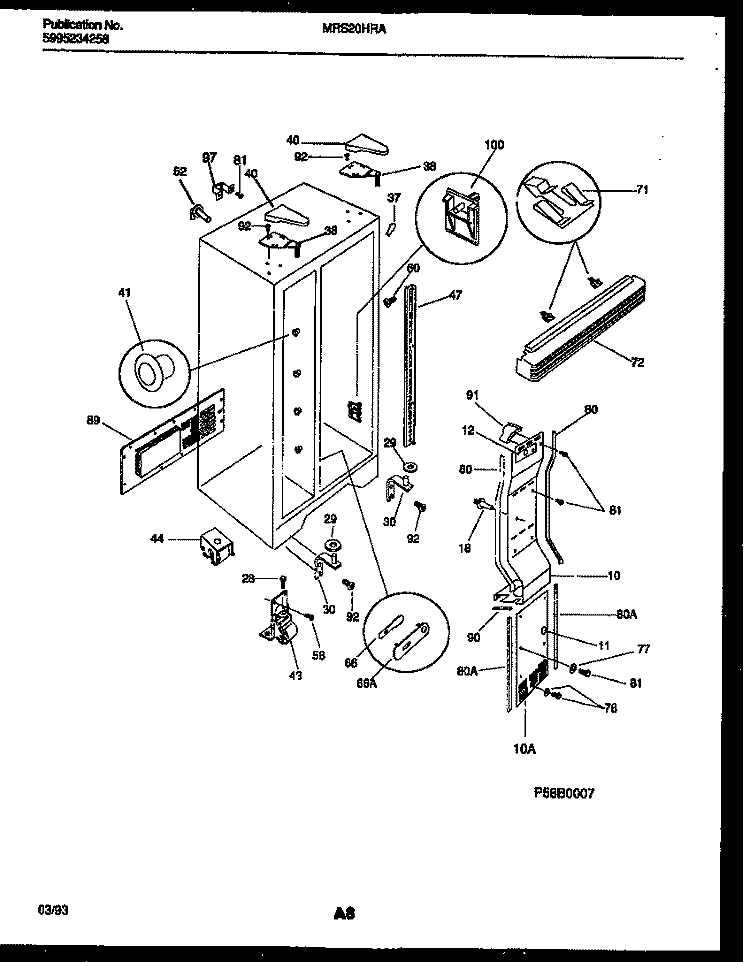 CABINET PARTS Diagram and Parts List for MRS20HRAD0  Frigidaire Refrigerator