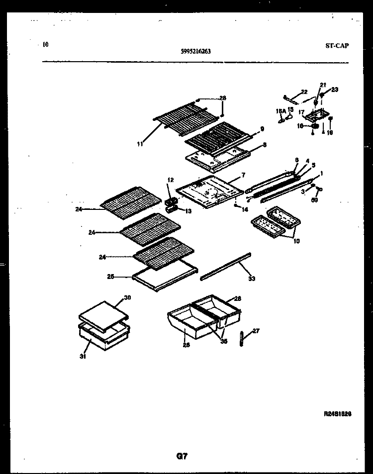 SHELVES AND SUPPORTS Diagram and Parts List for RT19F5WX3B  Gibson Refrigerator