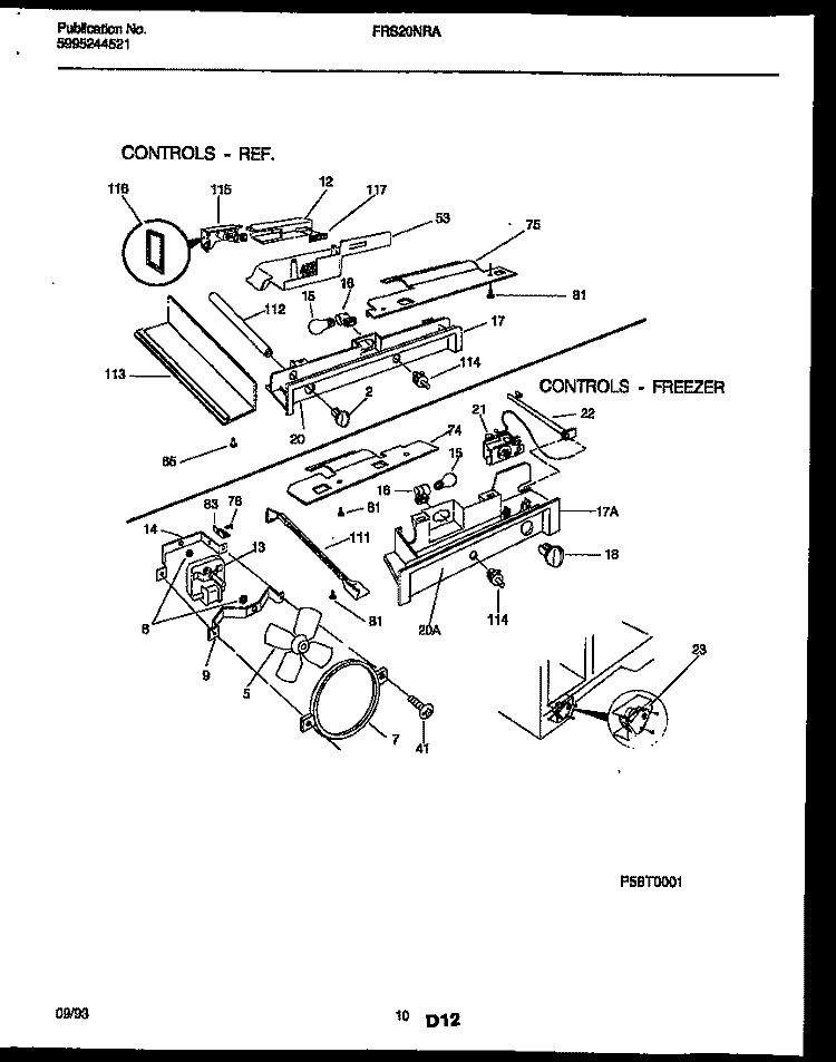 REFRIGERATOR CONTROL ASSEMBLY, DAMP Diagram and Parts List for FRS20NRAD3  Frigidaire Refrigerator