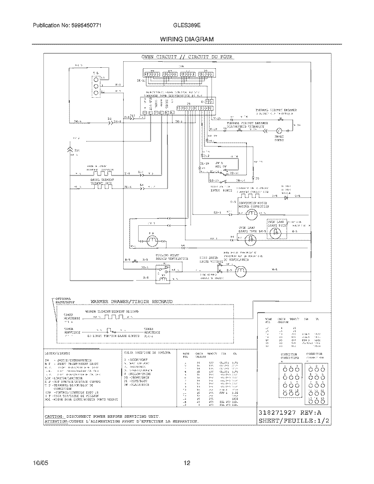 WIRING DIAGRAM Diagram and Parts List for GLES389EQA  Frigidaire Range
