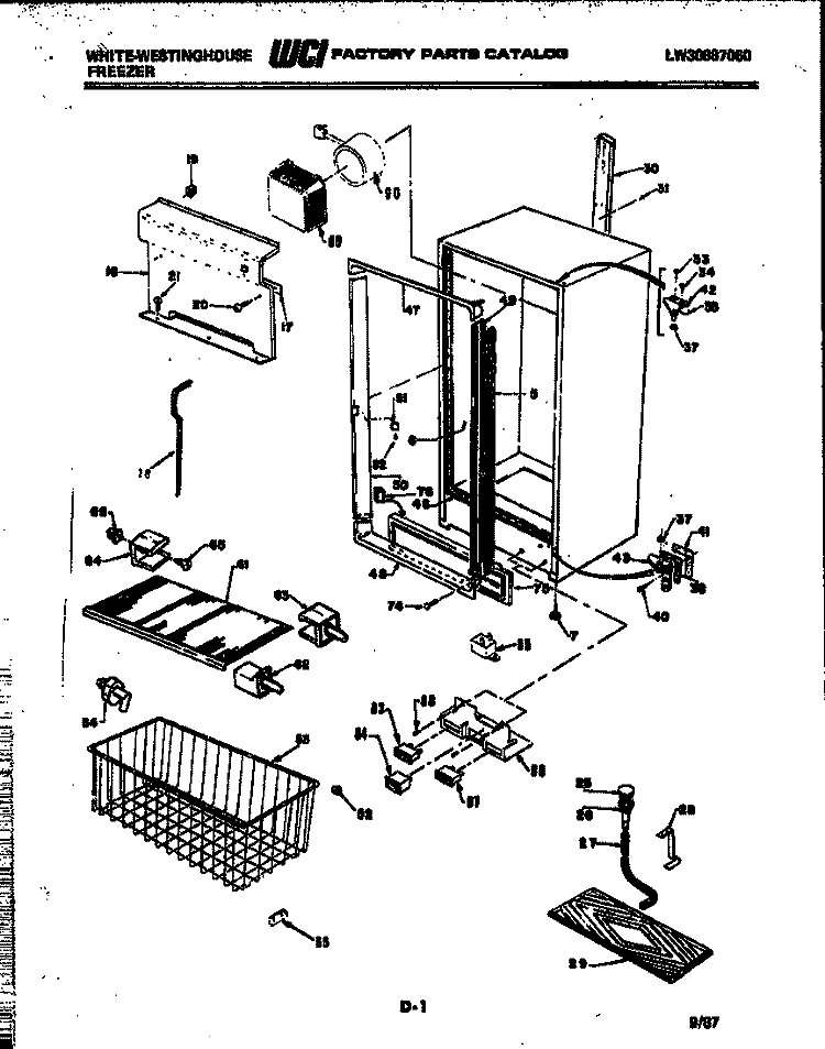 CABINET PARTS Diagram and Parts List for FU019ARW5  Frigidaire Freezer