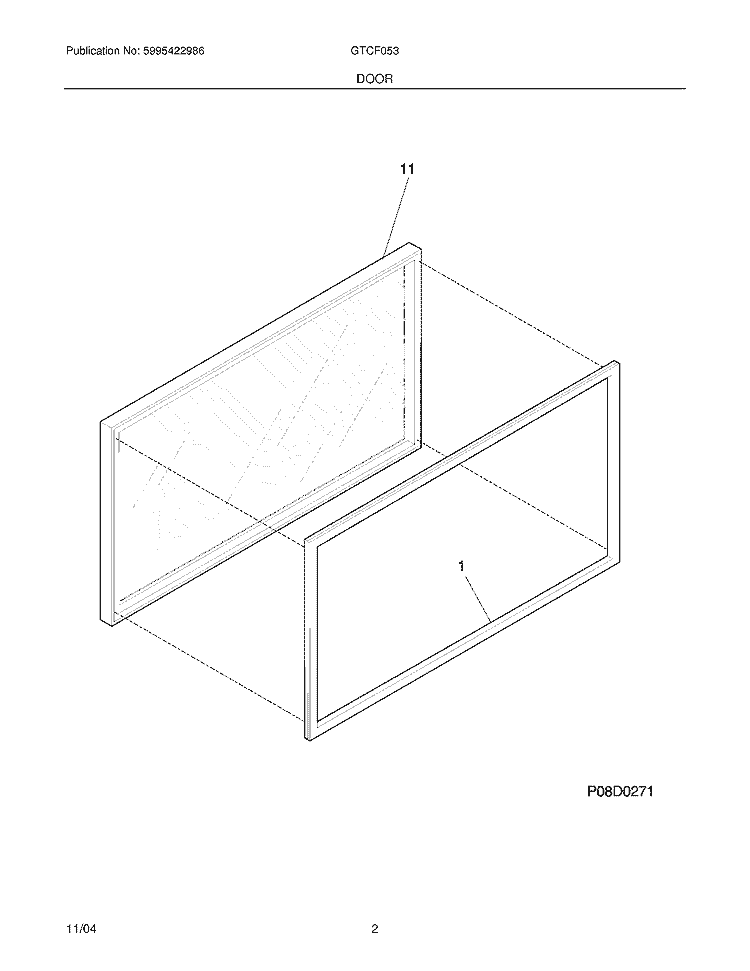 DOOR Diagram and Parts List for GTCF053  Frigidaire Freezer