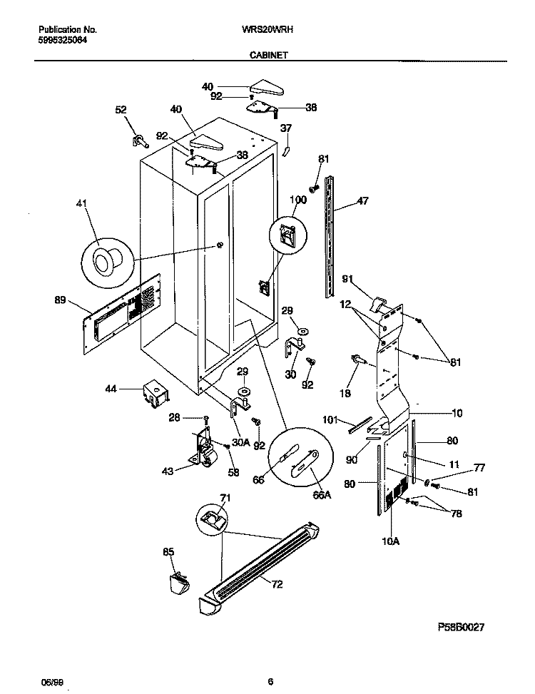 CABINET Diagram and Parts List for WRS20WRHD0  Frigidaire Refrigerator