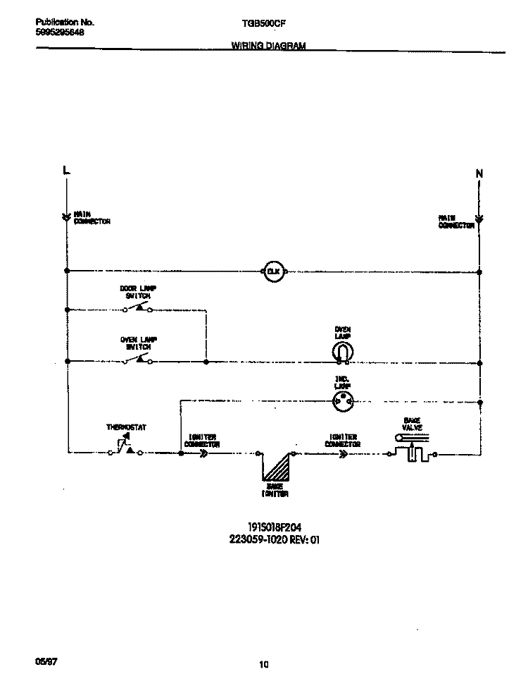 WIRING DIAGRAM Diagram and Parts List for TGB500CFB1  Tappan Wall Oven