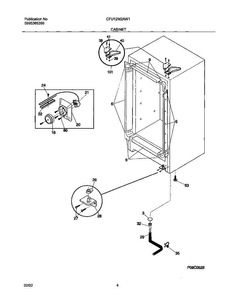CABINET Diagram and Parts List for CFU12M2AW1  Uni Freezer