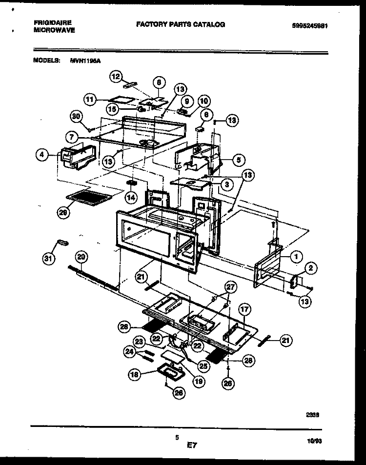 MOTOR AND LAMP ASSEMBLY Diagram and Parts List for MVH1195A  Frigidaire Microwave